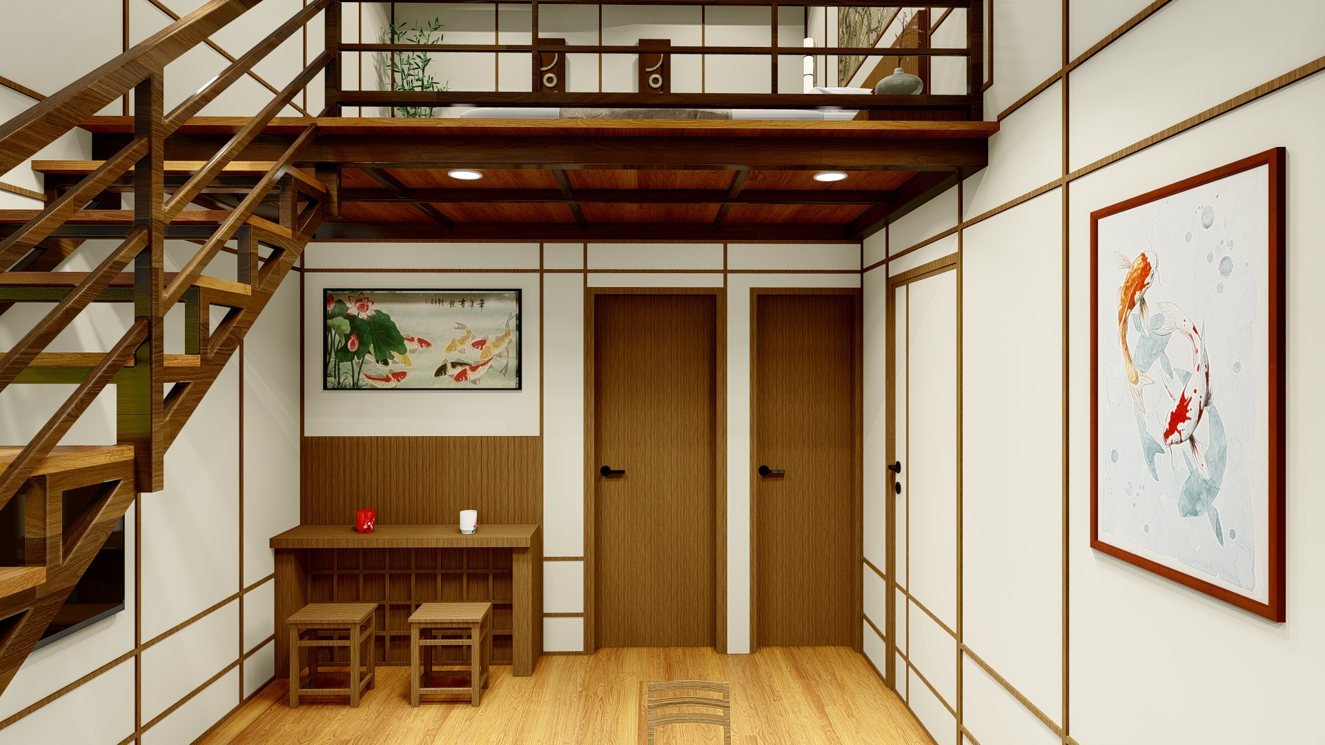 desain interior rumah dua lantai dengan konsep jepang