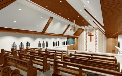 Layanan Desain 3D Gereja Protestan Dua Lantai